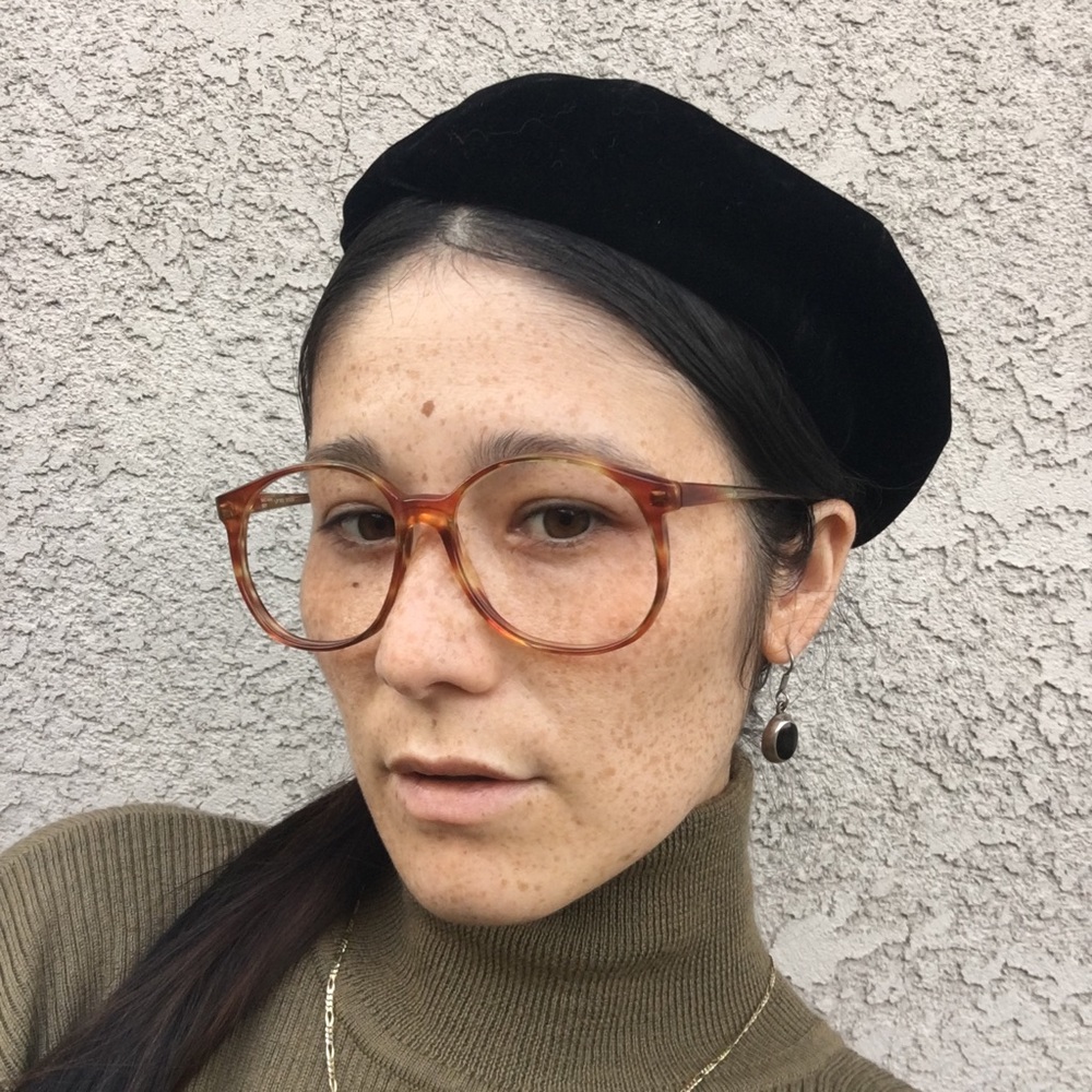 VTG 1980’s Logo Mottled Amber Oversized Frames